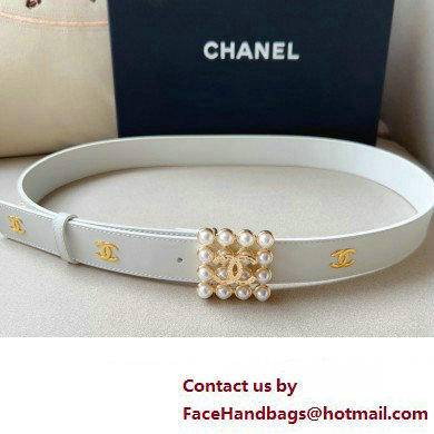 Chanel Width 3cm Metal  &  Glass Pearls calfskin belt AAA036 07 2024